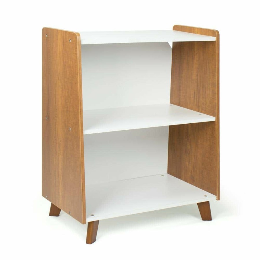 Online * Morgan Kids Wooden 2 Shelf Mid-Century Bookcase, Wood Grain & White By Humble Crew