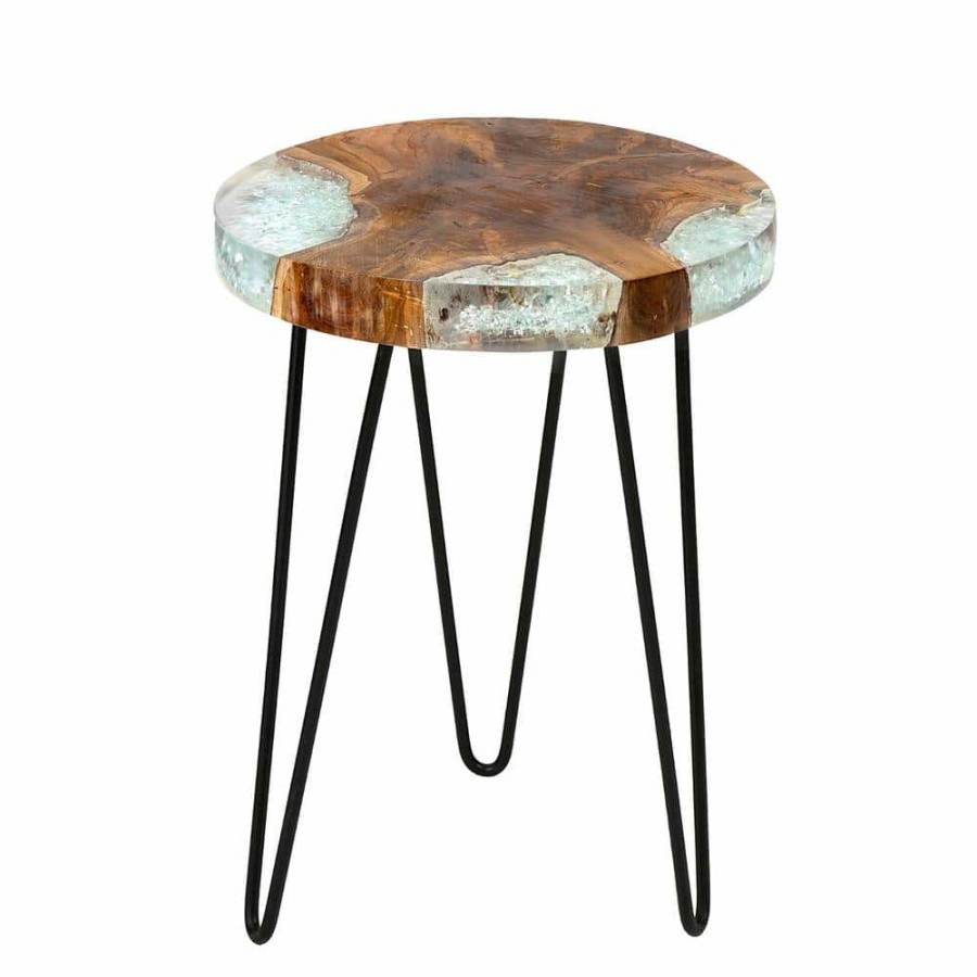 Clearance * Menlo 19 In. Brown Teak Accent Table By East At Main