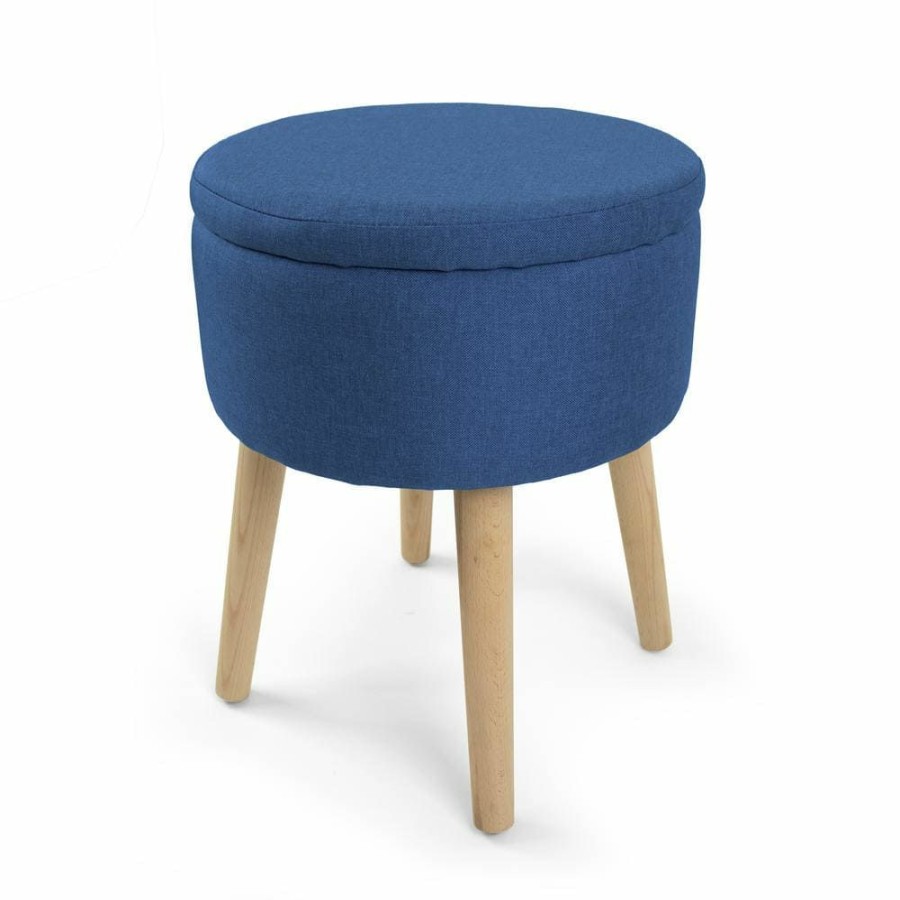 Wholesale * Madison 14 In. Navy Round Storage Ottoman With Tray By Humble Crew