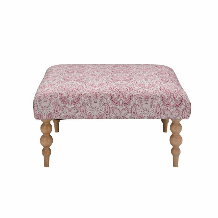 Hot * Maksim Paisley Red Ottoman Upholstered Linen By Shabby Chic